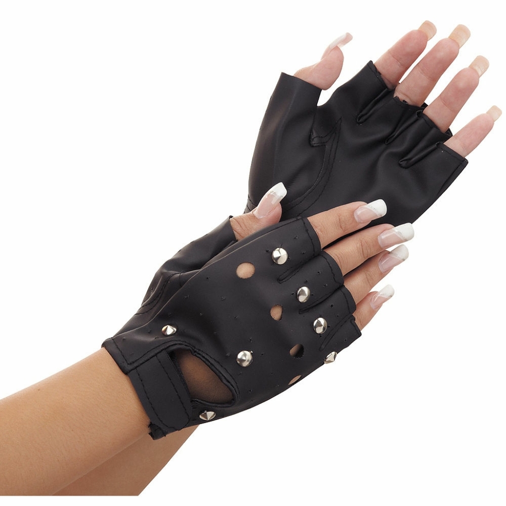 Fingerless gloves studded velcro closure